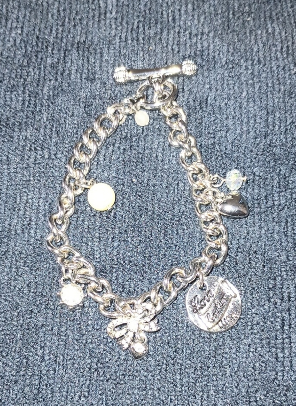Juicy Couture Silver-Tone Charm Bracelet with Hearts and Floral Charms